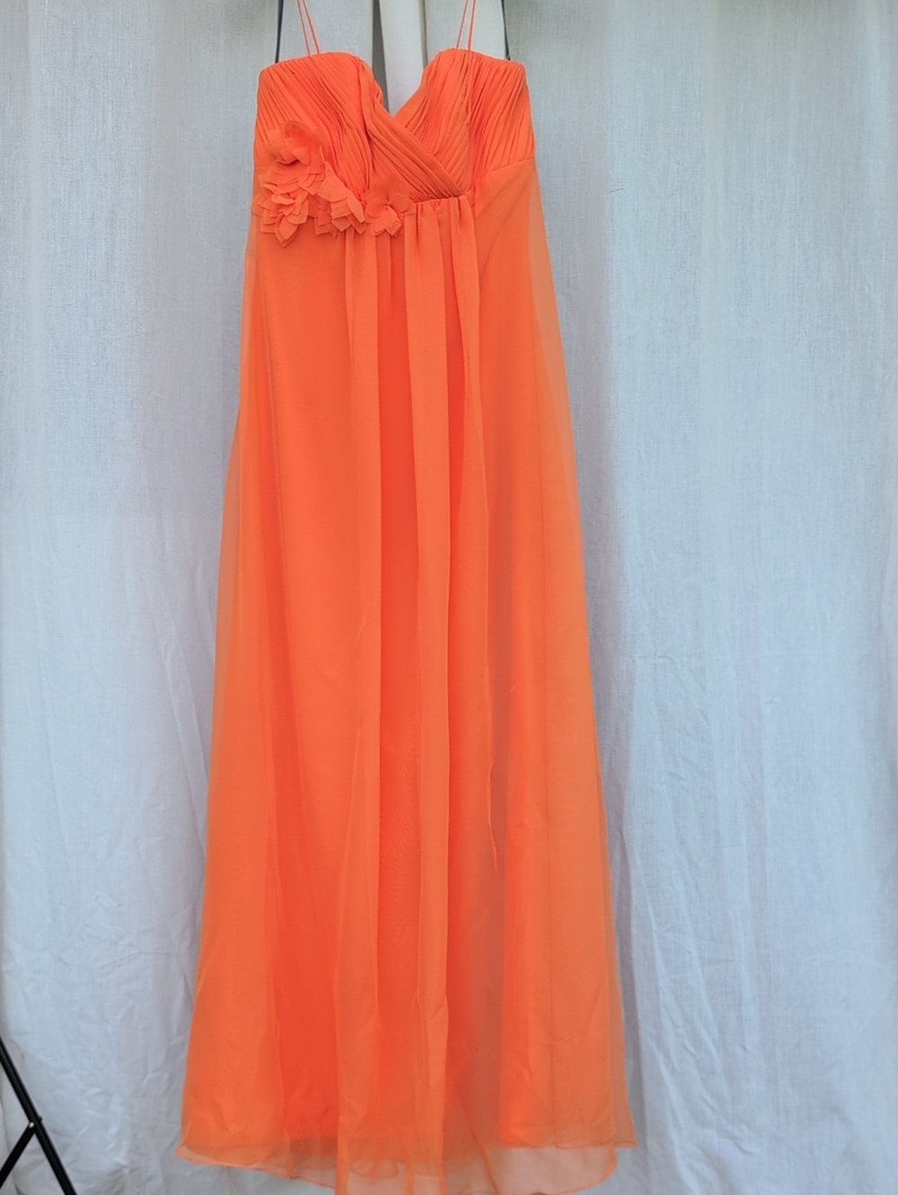 Strapless Orange Chiffon Dress